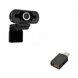 Webcam USB HD Desktop + USB-A naar USB-C Adapter