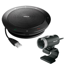Logitech C270 webcam + Jabra Evolve 65 UC Stereo